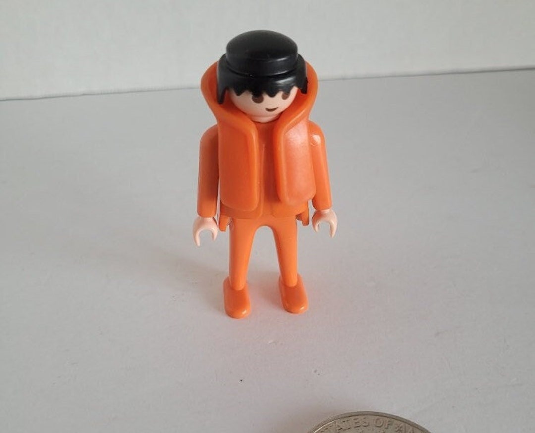 Vintage & Rare 1974 Playmobil Toy Figure in Orange Outfit With