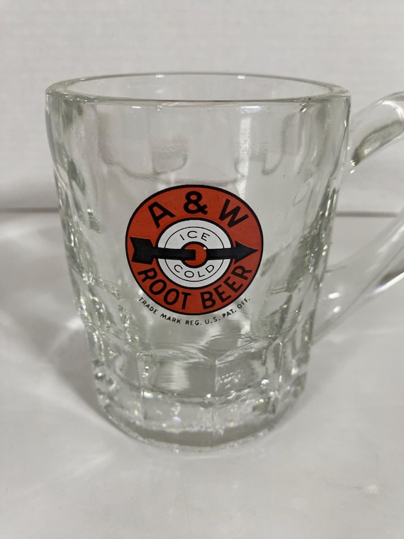 Vintage 1950's A&W Root Beer With Arrow and Bullseye Heavy Glass
