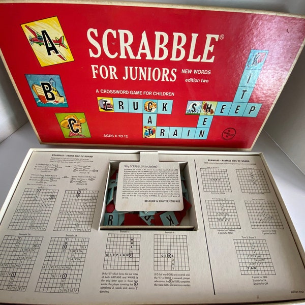 Vintage 1964 Scrabble For Juniors New Words 2nd Edition