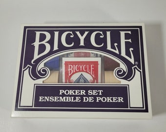 Set da poker bicicletta retrò con 2 mazzi di carte, 200 fiches da poker e regole del gioco di poker • Fiches/carte sigillate • Da collezione / serata di gioco / idea regalo