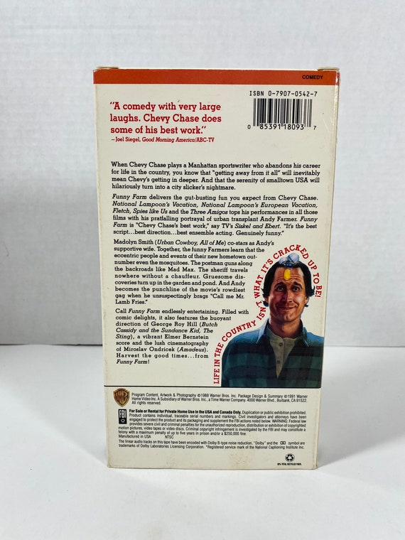 Vintage 1991 Funny Farm VHS Video Tape - Starring: Chevy Chase