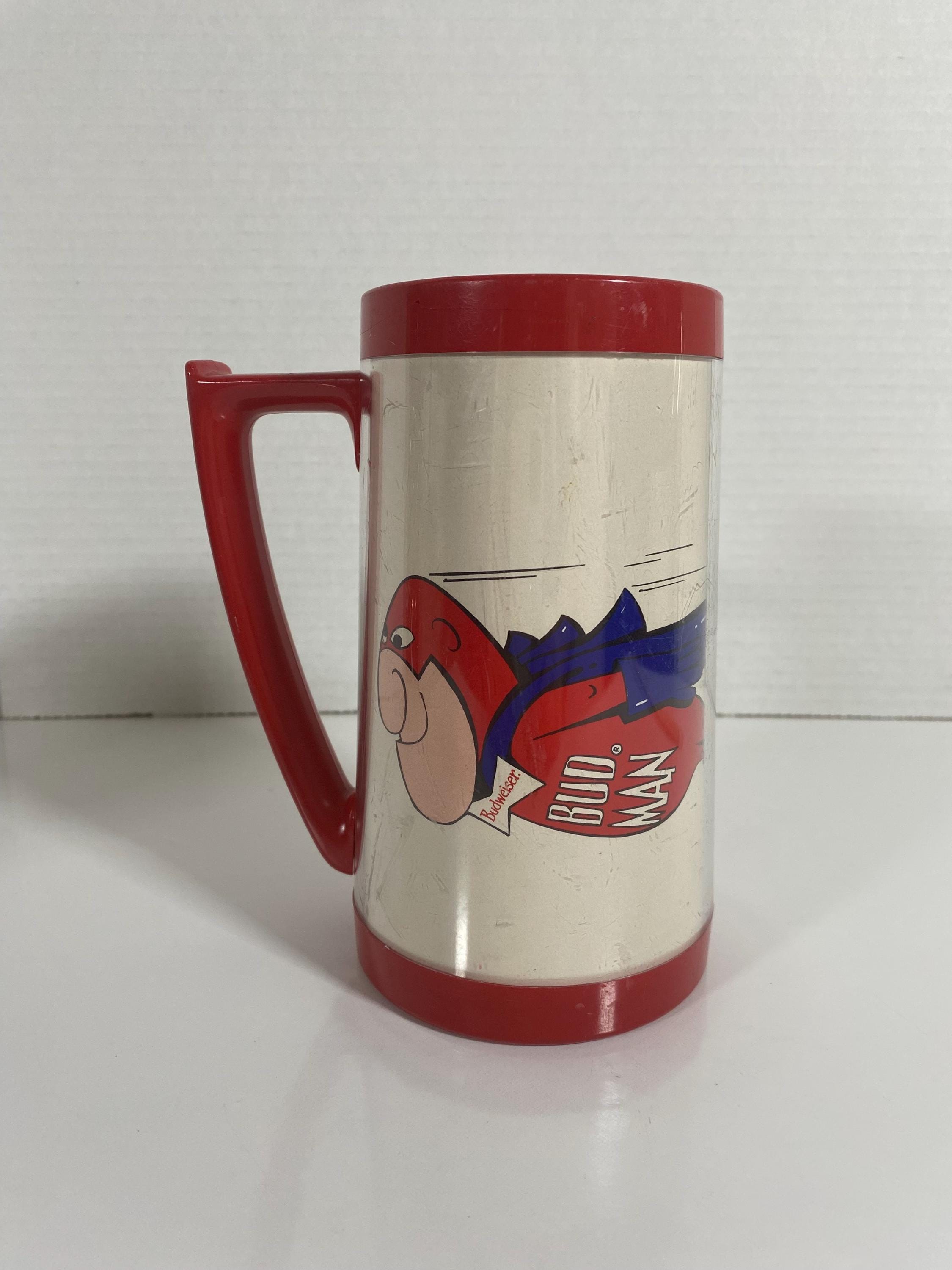 Vintage 1980's Budweiser “bud Man” Insulated Thermo-serv 12oz Beer