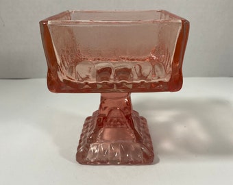 Vintage & RARE 1960’s Jeanette Glass Wedding Cake Box Pedestal Candy Dish In Apricot - Collectible/Housewarming/Gift Idea