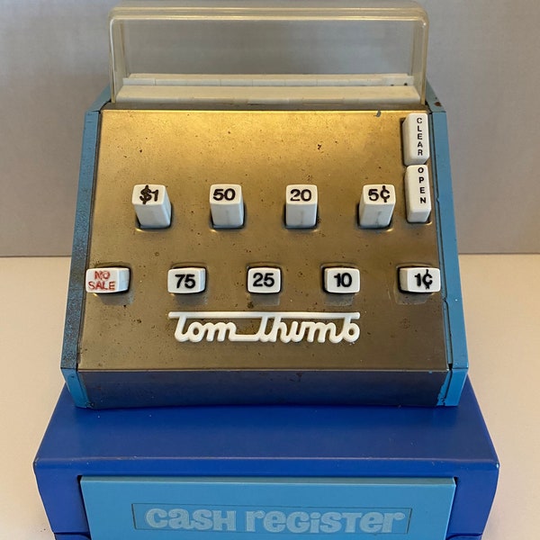 Vintage & RARE 1970’s Tom Thumb Metal Cash Register - Collectible | Nostalgia | Display Item | Gift Idea