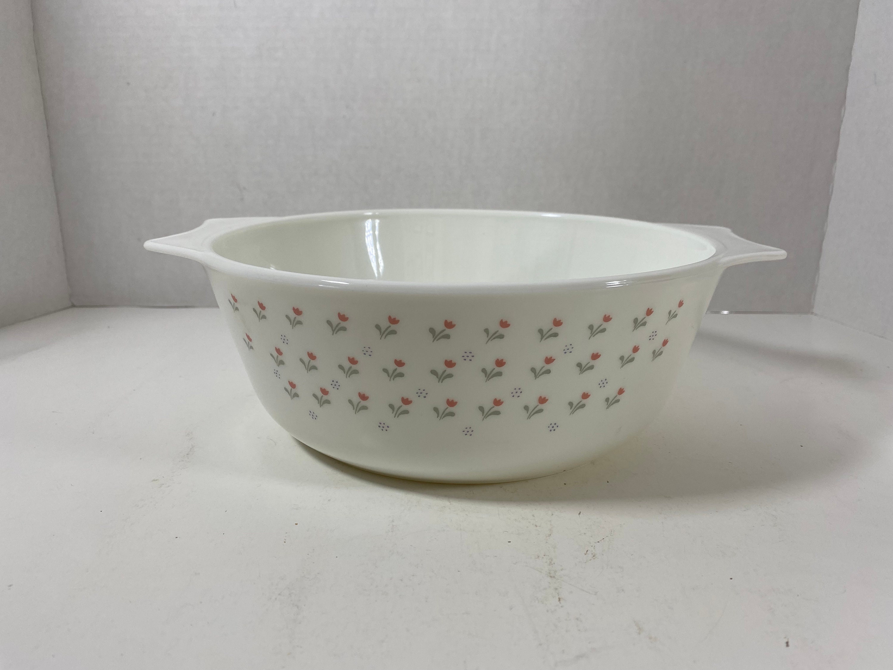 Vintage 1980's Pyrex “laura Ashley” Pink Tulip 2qt Round Casserole