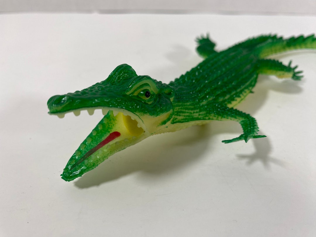 Vintage 1990s Green Rubber Alligator Toy Figure Collectible Etsy