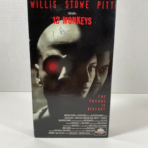 Vintage 1995 12 Monkeys VHS - Starring: Bruce Willis, Madeline Stowe & Brad Pitt - Collectible | Rainy Day Movie | Sci-Fi | Gift Idea