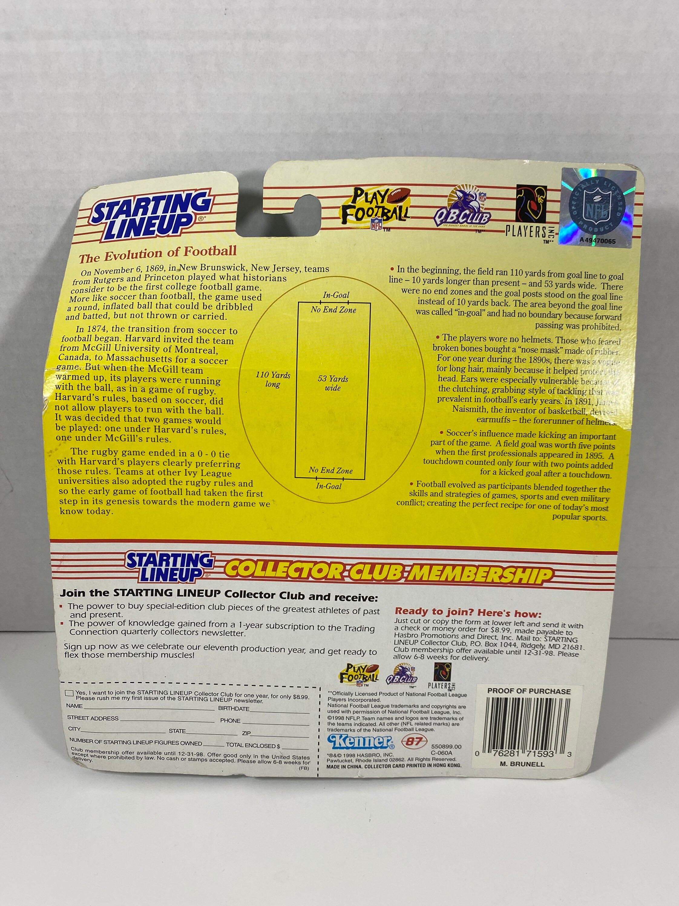 Vintage •in Package• 1998 Edition NFL Starting Line up Mark