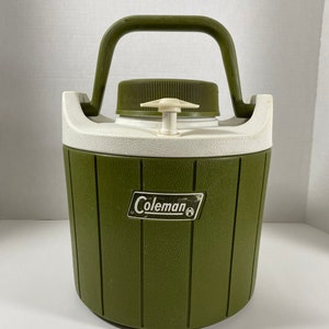 Vintage 1970’s Green & White Coleman Plastic Water Cooler Jug With Pouring Spout - Collectible | Cottage | Camping | Outdoors | Gift