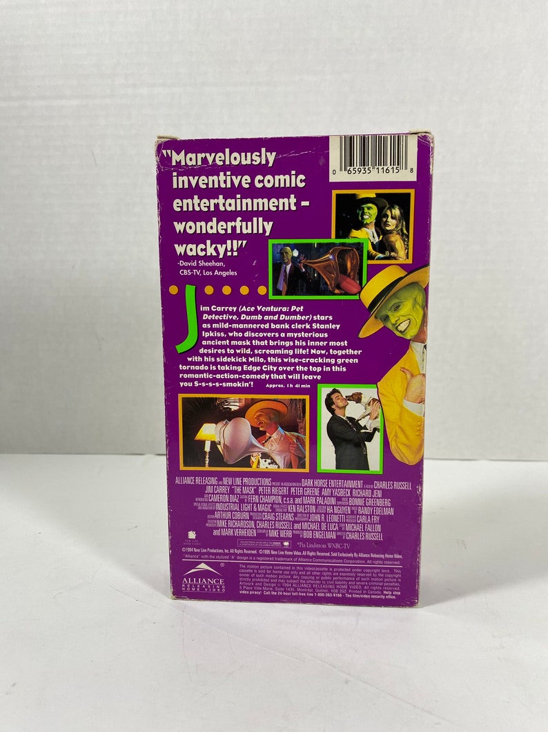 Mask Riegert Vintage 1995 the Mask VHS - Starring: Jim Carrey, Cameron Diaz & Peter ...