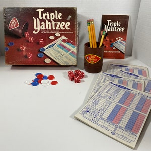Vintage 1975 Triple Yahtzee Game: Three Times The Strategy - Collectors Item | Family Fun Game | Game Night | Nostalgic Game | Gift