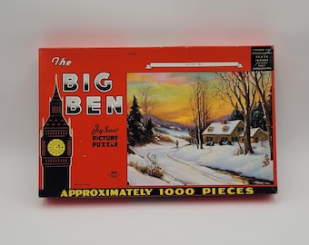 Vintage 1950's The Big Ben Picture Puzzle Snow Time Jigsaw Picture Puzzle Canada