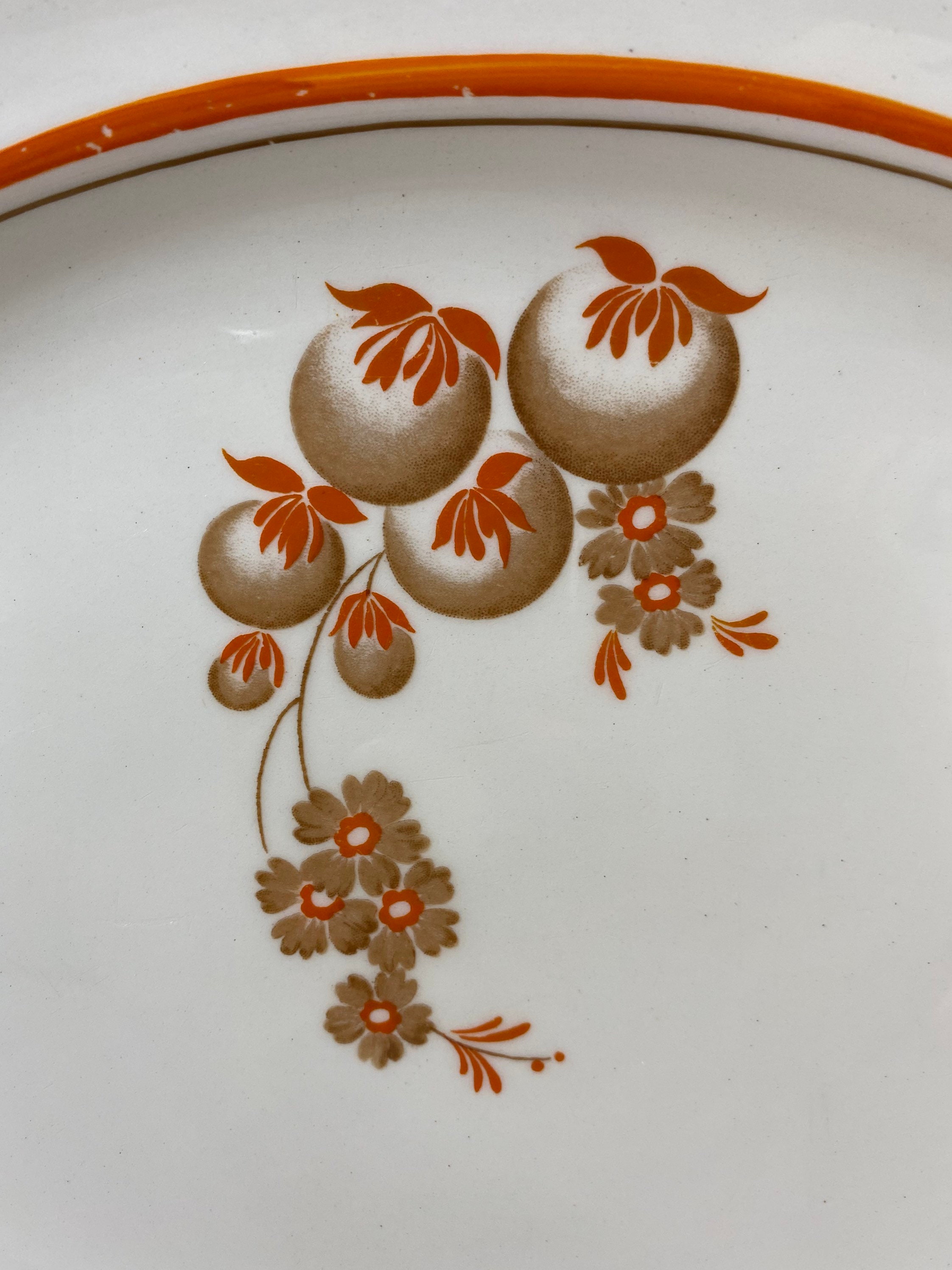 【BURSLEM】アンティーク　プレート Vintage 1940's Midwinter Burslem Porcelain Platter With Orange