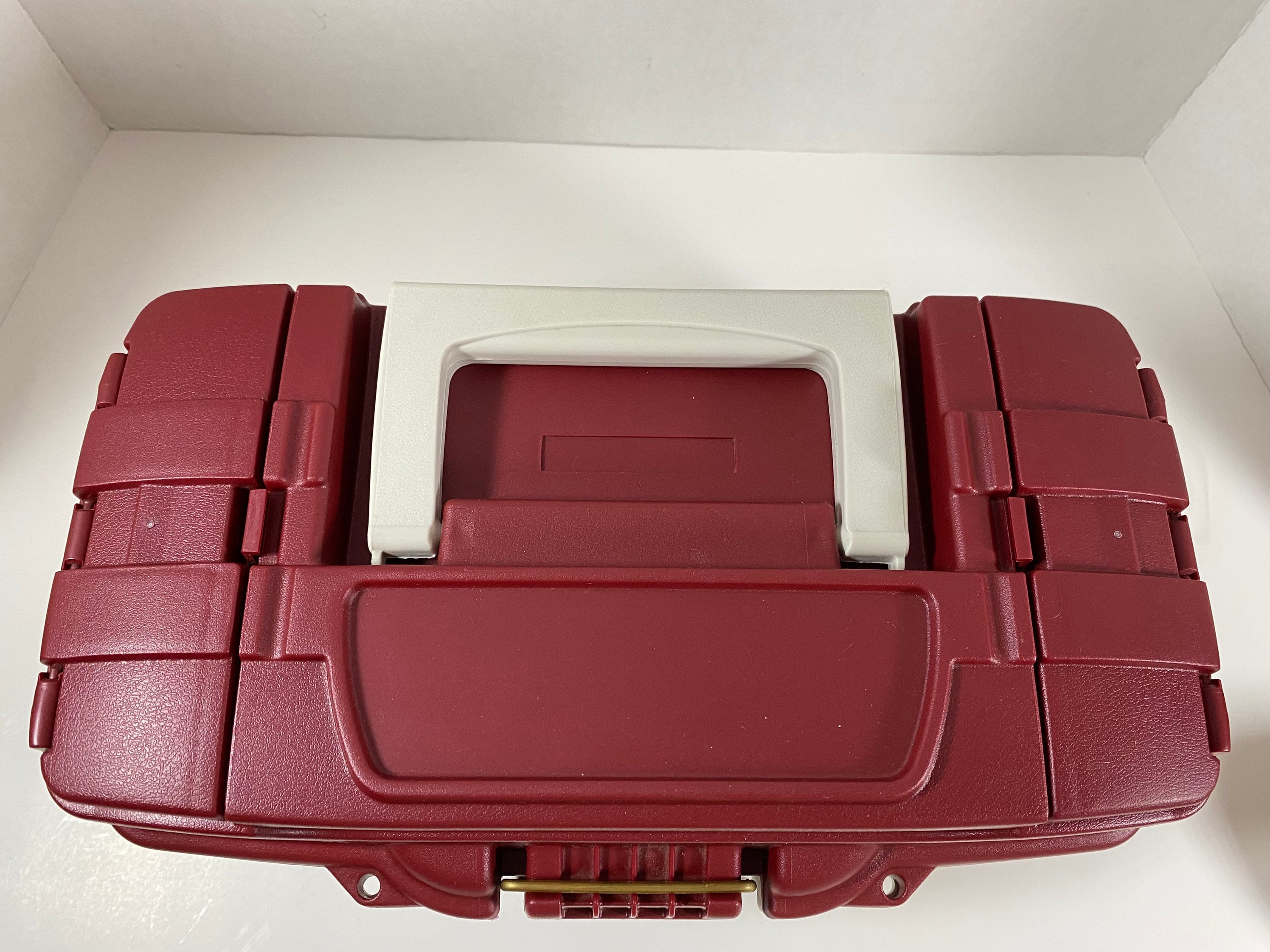 Plano 1 tray Red Metallic Off white Tackle Box With Dual Top