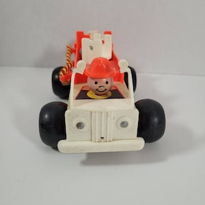 Vintage 1968 Fisher Price Toys Fire Truck Engine Toy Missing Ladder
