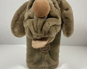 vintage & RARE 1980's The Heritage Collection Wrinkles Sandy Brown Dog #872505 Peluche Marionnette à Main Avec Dog Tag - Idée Cadeau/Collection