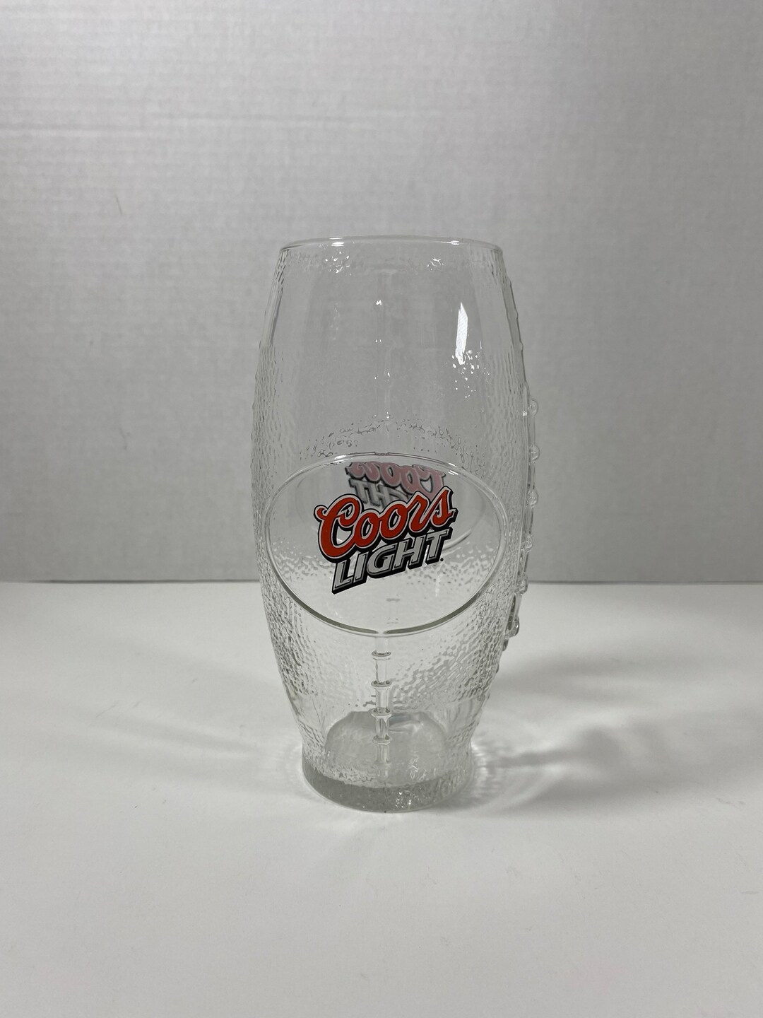 Retro Coors Light Textured Football Shaped Beer Glass Collectible