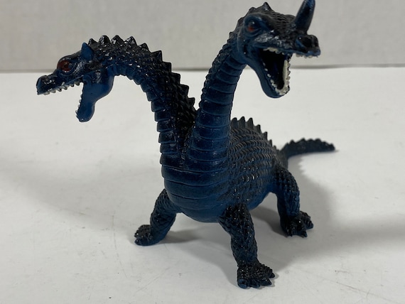 ブルードラゴン　2頭 Vintage 1970's Blue Two-headed Dragon 3.5” Plastic Toy Figure