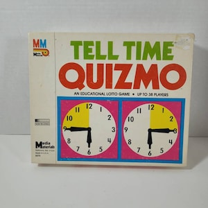 Vintage 1985 Tell Time Quizmo Gioco Milton Bradley