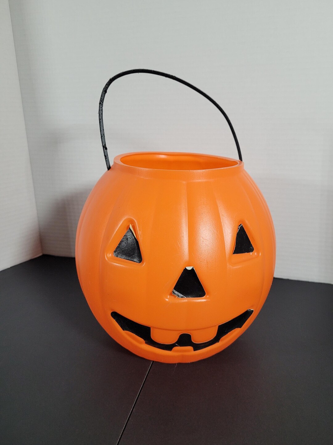 Vintage 1997 Pumpkin Head Jack O Lantern Halloween Candy Storage Pail ...