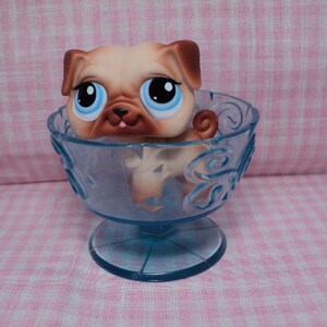 Discontinued Rare LPS Littlest Pet Shop Blue Pug Dog W/Accessory
