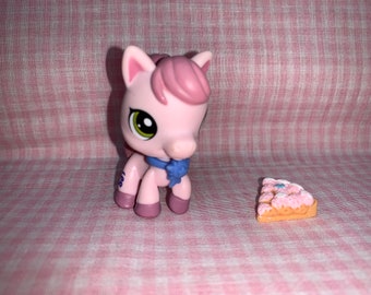 Discontinued Rare LPS Littlest Pet Shop Pink Horse with Pie  (005)