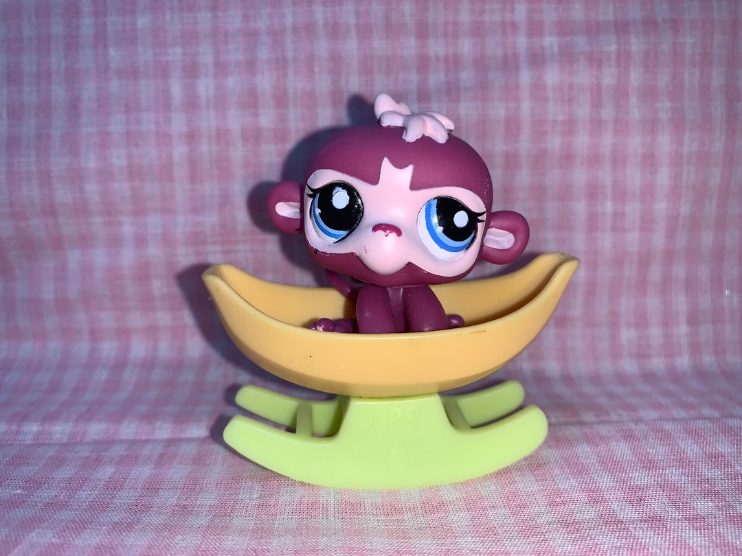 Discontinued Rare LPS Littlest Pet Shop Baby Monkey With Banana