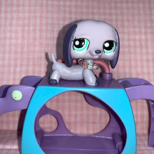 Vintage Littlest Pet Shop LPS teckel met handgemaakte ketting Gym(007)