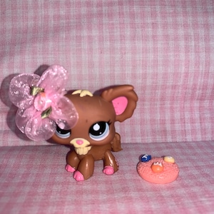 Discontinued LPS Littlest Pet Shop Chihuahua Dog with Handmade Bow Cookie (011)