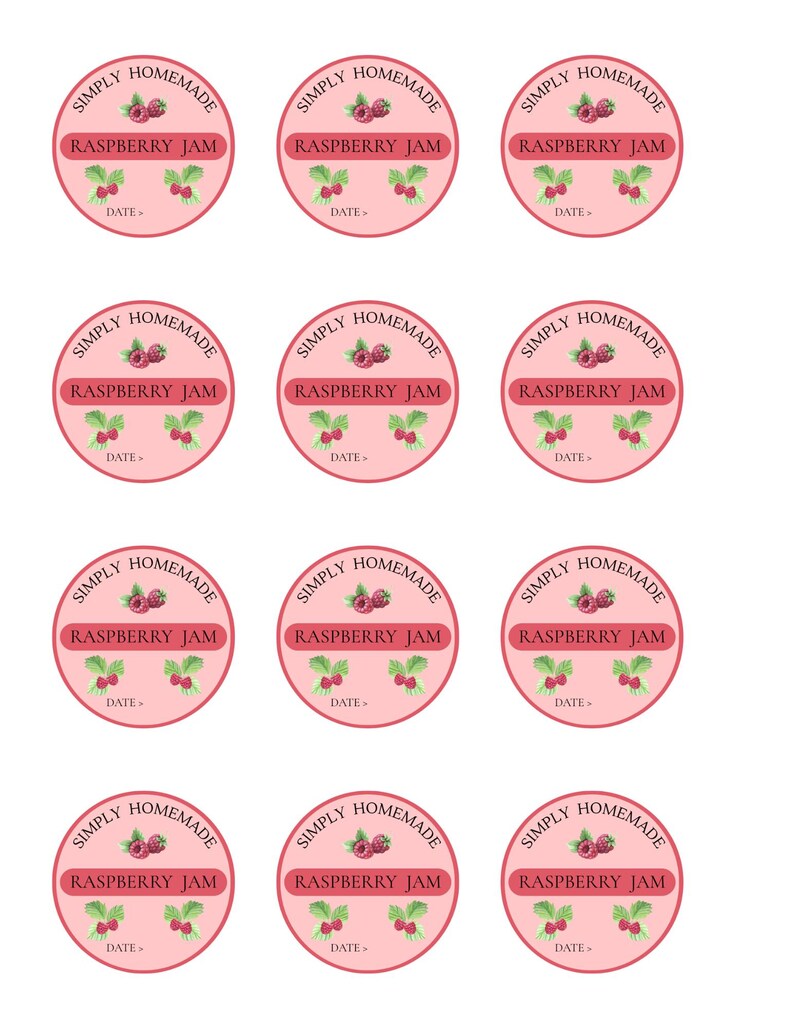 Red Raspberry Jelly Label Raspberry Jam Label Set - Etsy