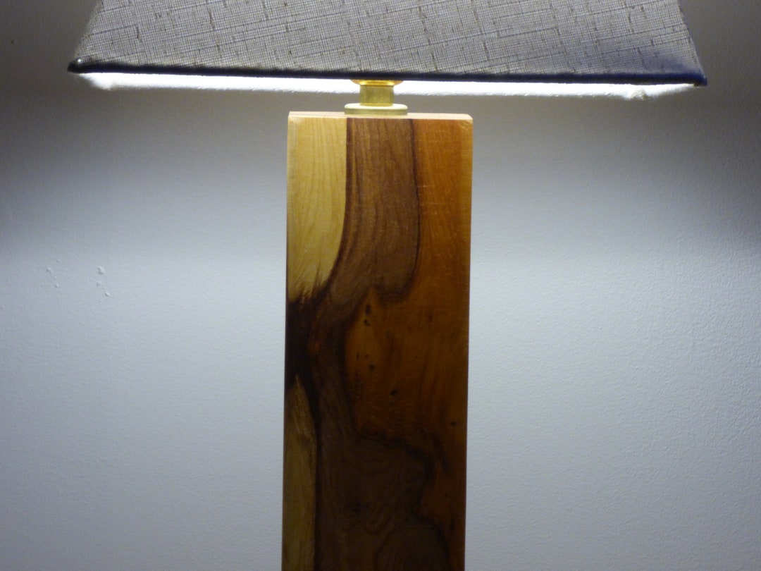 Beautiful Solid Yew Wooden Table Lamp Etsy UK