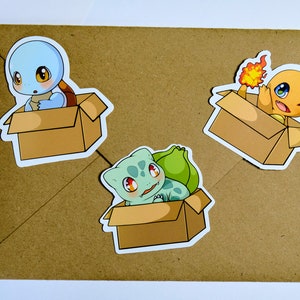Simpatici adesivi Kanto Starter, anime, lucidi, impermeabili