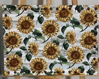 Soleado tablero de corcho decorativo de girasol