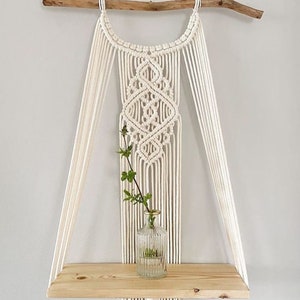 Macrame Wall decor, Farmhouse, Macrame Wall Hanging, Floating Shelf, Boho Wall art, Macrame plant hanger, wood wall art