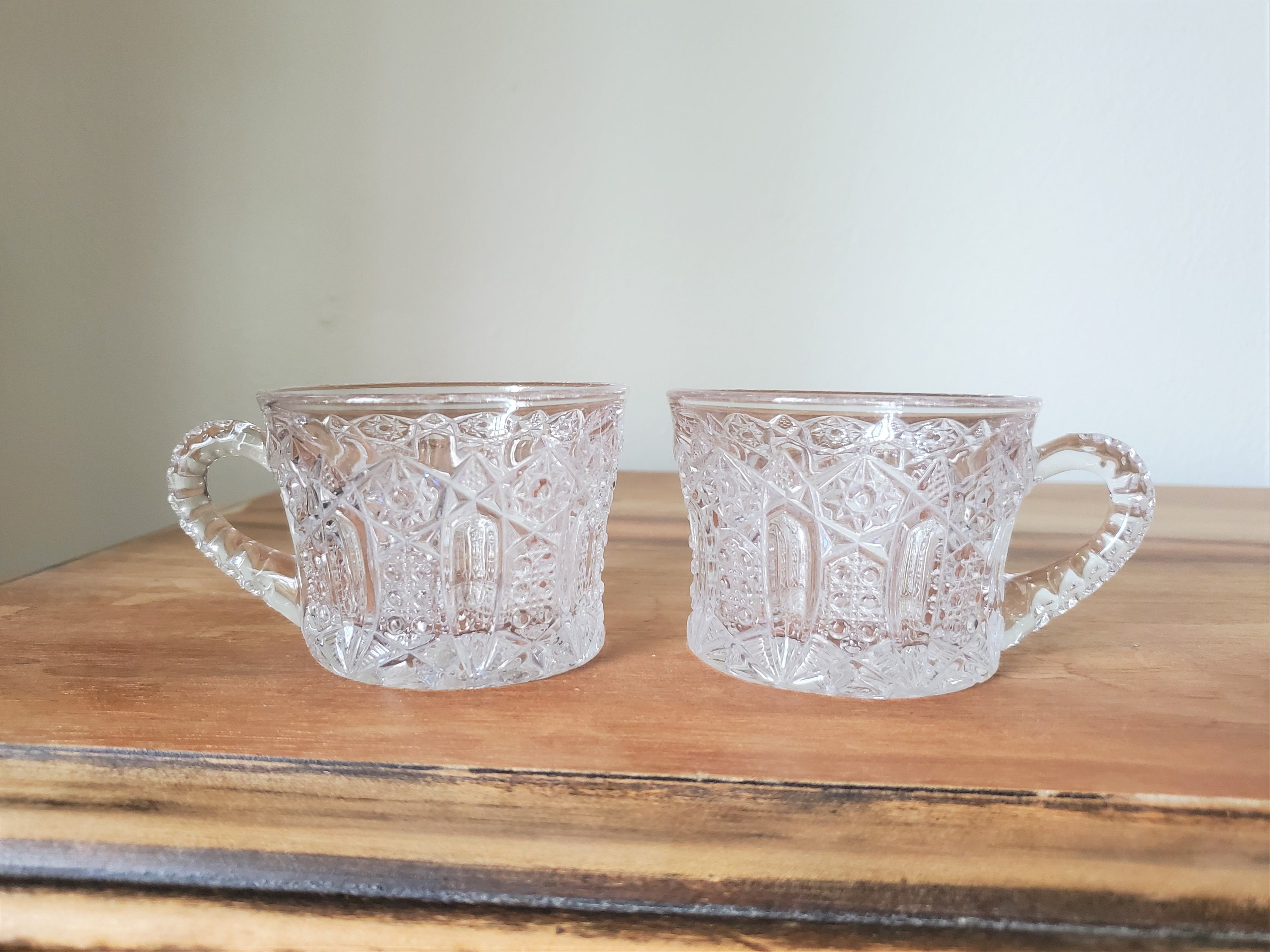 Glass Coffee Cups Set of Two Punch Cups Clear Glass Mugs photo