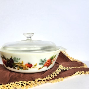 JAJ Pyrex 509 Market Garden Tuscany Casserole Dish - Made in England - Pyrex Baking Dish With Lid - Fall Kitchen - Harvest Decor