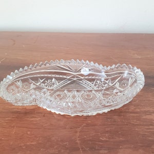 Vintage McKee Pres Cut Glass Candy Dish - Relish Dish - Condiment Dish - Olive Dish - Knick Knack Dish - Jewelry Dish - Key Dish