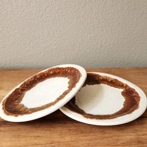 Pfaltzgraff Brown Dip Glazed Rim Stoneware Small Plate Set of Two - Bread and Butter Plate - Salad Plate - Snack Plate - Replacement Plate