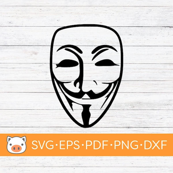 Anonymous Mask SVG Digital Download file, SVG, Vector Cut File, Cricut, Silhouette, Cutting Files, Decal, T-shirt design, Sticker