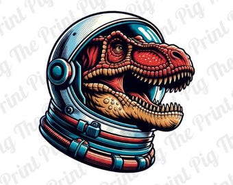 T-REX Astronaut Digitaal png-bestand download, dinosaurus clipart, ruimte digitale downloads, T-shirt prints, gesublimeerde printontwerpen, dino sticker