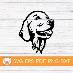 Golden Retriever Head SVG Digital Download file, Dog SVG, Vector Cut File, Cricut, Silhouette, Cutting Files, Decal, T-shirt design, Sticker