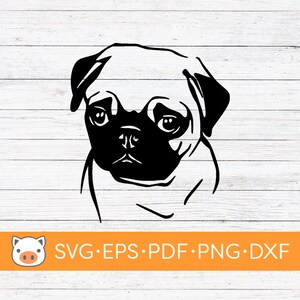 Pug Head SVG Digital Download file, Dog Puppy SVG, Vector Cut File, Cricut, Silhouette, Cutting Files, Decal, T-shirt design, Stickers
