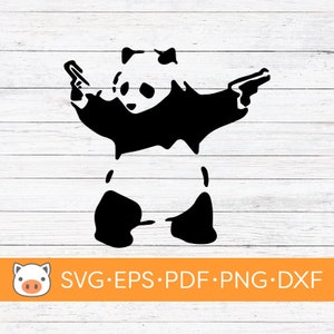 Banksy Panda SVG digitale downloadbestand, graffiti SVG, vector gesneden bestand, Cricut, silhouet, bestanden snijden, sticker, T-shirt design, stickers