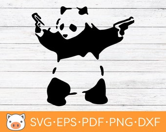 30x30 cm) Banksy Vinile da Parete, Decalcomania Panda con Pistole