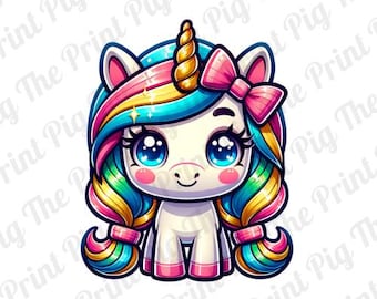 Rainbow Unicorn PNG Digital Download file, Cute animal PNG,  t-shirt print designs, sublimated print designs, cute rainbow animals