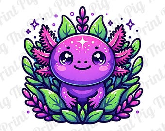 Axolotl PNG Digital Download file, Cute animal PNG,  t-shirt print designs, sublimated print designs, cute rainbow animals