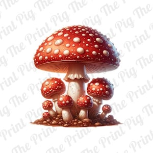 Fichier de téléchargement numérique PNG de grappe de champignons, champignon mystique PNG, conception de t-shirt, impression sublimée, noyau de champignon, clipart champignon vénéneux