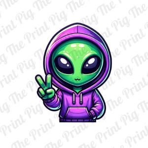 Alien Piece Sign PNG Digital Download file, Halloween PNG, space, t-shirt prints, sublimated print designs, cartoon monster aliens
