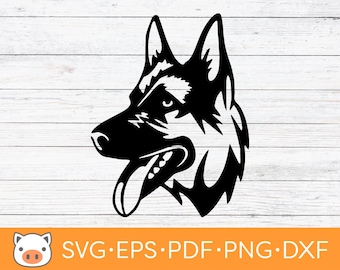 German Shepherd Head SVG Digital Download file, Dog SVG, Vector Cut File, Cricut, Silhouette, Cutting Files, Decal, T-shirt design, Stickers