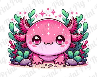 Axolotl PNG Digital Download file, Cute animal PNG,  t-shirt print designs, sublimated print designs, cute rainbow animals